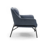 Tousmesmeubles Fauteuil avec accoudoirs Bleu Tissu/Métal - TEULAT Sadira - L 88 x l 84 x H 87 cm - Neuf