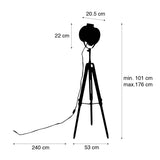 Qazqa radient - Lampe de table trépied/tripode - 1 lumière - H 176 cm - Noir - Rustique - éclairage intérieur - Salon I Chambre