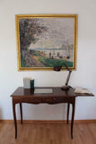 Mar.c.a. Design, Console Meuble, Bureau avec Rangement en Bois, Noyer Foncé - Meuble Secrétaire Bureau Classique - Bureau Informatique avec Tiroirs et Plateau Coulissant 110x56x80H, Meuble Salon
