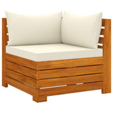 vidaXL Bois d'Acacia Massif Canapé de Jardin 4 Places avec Coussins Meuble de Terrasse Canapé d'Extérieur Sofa de Terrasse Canapé de Patio