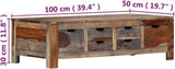 vidaXL Table Basse Table d’Appoint Table de Salon Bout de Canapé Rangement Maison Intérieur Salle de Séjour 100x50x30 cm Bois de Sesham Massif
