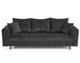 Lisa Design - Rune - canapé Droit 3 Places en Velours texturé, Gris Anthracite