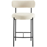 HOMIFAB Lot de 2 tabourets de Bar en Velours côtelé Beige - Evora