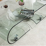 Table de canapé Table basse mobile en verre avec roulettes, table d'appoint décorative moderne et transparente, table à thé rectangulaire for salon, salle de bain, chambre et bureau Table côté thé ( C