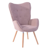 FURNISH1 Fauteuil Salon, Surface de siège en Tissu Rose, Dossier Confortable, Jambes de Tabouret en Bois Massif.