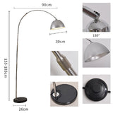 jiande 185cm Lampe de Plancher d'arc Moderne Lumière de Lecture for Salon Chambre à Coucher. Base de marbre. Prise de Plancher de Sol réglable en Acier Inoxydable E27