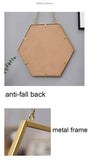 Hosoncovy Miroir hexagonal en métal à suspendre au mur avec chaîne, pleine longueur pour salle de bain, salon, chambre à coucher (L)