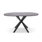 FRANKYSTAR Marui Small - Table à manger ovale en bois et métal avec pied central Kiso 150x90 cm - gris