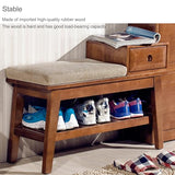 Étagère à chaussures d'entrée en noyer avec tiroir et coussin – Banc de rangement élégant pour porte d'entrée, salon, couloir, chambre à coucher, 80 cm