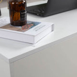 BAKAJI Table de séjour, Salon avec rehausseur, Compartiment de Rangement, Table de Salon Moderne, ouvrable, Blanc, Pieds en Bois, 100 x 60 x 45 cm
