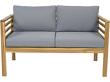 Salon de Jardin en Bois avec Coussins Beckham - 4 Places - Gris