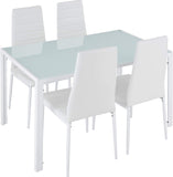 meihe Lot de 4 Chaises de Salle à Manger, Chaise de Cuisine en Similicuir-Fauteuil de Cuisine pour Salle à Manger, Cuisine, Salle de Réunion (blanc-4PC)