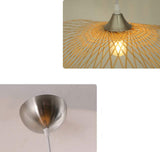 Lampe de salle à manger Rotin Lumière pendante Asie du sud est Style Bambou Lampe suspendue Rétro Casquette Lampe à suspension Hauteur réglable Lustre E27 Pour Chambre Table à manger Salon ø45cm