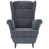vidaXL Fauteuil à Oreilles avec Tabouret Chaise de Relaxation Siège de Salon Meuble de Salle de Séjour Maison Intérieur Gris Foncé Velours