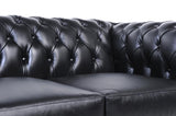 Chesterfield Brighton The Brand Canapé 2 places, 100 % cuir, fait main, largeur d'origine, 150 cm, noir