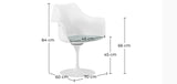 Iconik Interior Tulip Style Chaise de Salle à Manger avec accoudoirs - Chaise pivotante Blanche -Tulipan Gris Clair