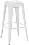 CLP Tabouret de Bar Joshua I Tabouret de Bar empilable en métal I Chaise de Bar avec Repose-Pieds I Hauteur d'assise 76 cm I Tabouret empilable, Couleur:Blanc