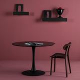 AltoBuy CANTIQUE - Table Ronde 110cm Pied et Plateau Noirs