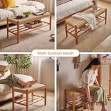 Banc à chaussures en bois de cerisier avec rangement pour entrée, étagère à chaussures pour chambre à coucher, repose-pieds étroit, banc de lit