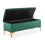 INTENSE DECO Banquette Coffre Chloé Velours Vert Pieds doré