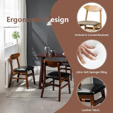 Lot de 2 chaises de salle à manger en bois massif avec assise rembourrée sans accoudoirs, idéales pour salle à manger, salon, chambre à coucher, noir