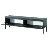 Selsey Meuble TV Armoire De Télévision 2 Portes 150 cm sur Pieds Noir Salle De Séjour Chambre À Coucher Vert Foncé Bemmi