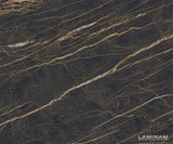 DeLife Table-à-Manger Escina Céramique Laminam®Noir Désir Marron 200x100 cm Piètement Aluminium