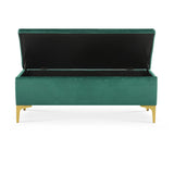 INTENSE DECO Banquette Coffre Chloé Velours Vert Pieds doré