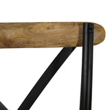 vidaXL 2X Bois Manguier Solide Chaise à Dossier Croisé Noir Chaise de Cuisine