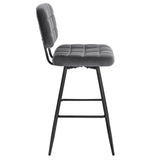 EUGAD Tabouret Bar, Chaise de Bar, avec Dossier, Repose-Pieds, Siège Rembourré, en Velours et Métal,Gris foncé,1043BY-1