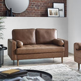 Julian Bowen Henley Canapé 2 Places Simili Cuir Marron, Similicuir, 2 Seater