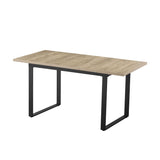 B&D home Table de Salle à Manger Anna, Extensible 120-160 x80 cm 4-6 Personnes Table de Cuisine en Bois avec piétement traîneau Noir pour Cuisine, Aspect chêne sables, 11202-US-EISA-P