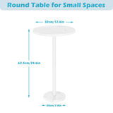 Smusei Table Basse Ronde Noire avec Base en Marbre - Table d'Appoint de 32 cm pour Canapé, Salon, Chambre à Coucher et Petit Espace - Blanche