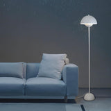 Alpinaluz Lampadaire en Acier avec Abat-jour Bombé – Style Scandinave et Rétro – Éclairage Indirect vers le Bas – Douille E27 – Interrupteur au Pied – Pour Salon ou Chambre (Blanc)