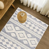 payé Tapis de salon Tapis Sol - poils longs - Boho - Gris pastel - 160 x 230 cm - Uni - Motif losange moderne chiné - Scandinave moelleux et doux - Décoration de chambre à coucher
