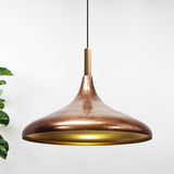 bamyum Champion Lampe à Bois Suspension Moderne en Metal de 35 cm, Lustre de Salon, Chambre, Cuisine, Suspension Luminaire Plafonnier, Éclairage de Plafond, Lampe Suspendue Tono Cuivre