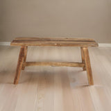 Banc en Bois Rustique BURI 90x24,5 cm - Banc de Style Country Dielenbank - Brun - Bois - Rustique - 2 Personnes - 150 kg max