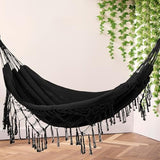 Hamac Suspendu - 200 x 150 cm - Hamac de Camping et Jardin Confortable - 250kg Capacité de Charge - 1-2 Personnes pour Intérieur, Balcon, Extérieur (Noir)