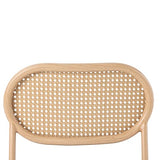 Lot de 4 chaises de salle à manger modernes avec coussins ovales en polyuréthane et dossier en rotin - Simples - Avec quatre pieds en métal - Rembourrées - Pour salon et chambre à coucher - Marron