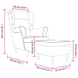 vidaXL Fauteuil à Oreilles avec Tabouret Chaise de Relaxation Siège de Salon Meuble de Salle de Séjour Maison Intérieur Gris Foncé Velours