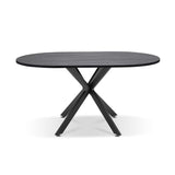 FRANKYSTAR Marui Big - Table à manger ovale en bois et métal avec pied central Kiso 180x100 cm - bois noir