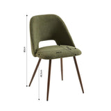 BAÏTA Lot de 2 chaises Elisabeth Tissu Vert Pieds Effet chêne