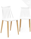 KAYELLES Lot de 2 - Chaise de Cuisine à barreaux bistrot café rétro scandinave, Pieds métal façon Bois Clair BAO (Blanc)