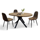 PAZZO DESIGN Table ronde extensible Nada, table de salon, table de cuisine, pieds croisés noirs, fabriquée en Italie, chêne rustique, 100 x 75 cm - id_2220