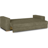 HOMIFAB Canapé Convertible 3 Places en Velours côtelé Vert Kaki avec Coffre de Rangement - Robin 219x104x78cm