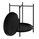 WOLTU Table Basse Ronde, Table d'Appoint, Table Salon, Petite Table Basse avec 2 Plateaux Amovibles, Table de Chevet, en Métal, Noir, BTS17sz