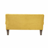 Loberon Canapé Carme, Chesterfield, surpiqué, toucher doux, aspect élégant, housses de coussin amovibles, meubles de siège, bois de manguier, velours de polyester, polyester, jaune