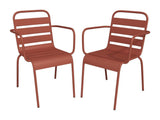 Vente-unique - Lot de 2 fauteuils de Jardin empilables en métal - Terracotta - MIRMANDE de MYLIA