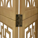 Cloison Amovible sans Percage, Cloison de séparation 3 Panneaux Marron Bois Paulownia Massif, Room Divider pour Chambre, Salon, Bureau