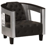 vidaXL Fauteuil en Style d'Aviation Chaise de Chambre à Coucher Siège de Salon Meuble Mobilier de Salon Maison Intérieur Salle de Séjour Noir Cuir Véritable